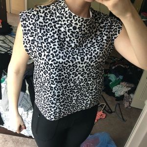 Cameo High Neck Leopard Print Top Small